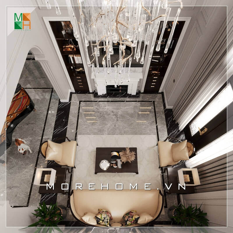 Gợi ý mẫu thiết kế không gian phòng khách tân cổ điển sang trọng cho biệt thự, nhà phố, chung cư, căn hộ penthouse. Thiết kế nội thất biệt thự