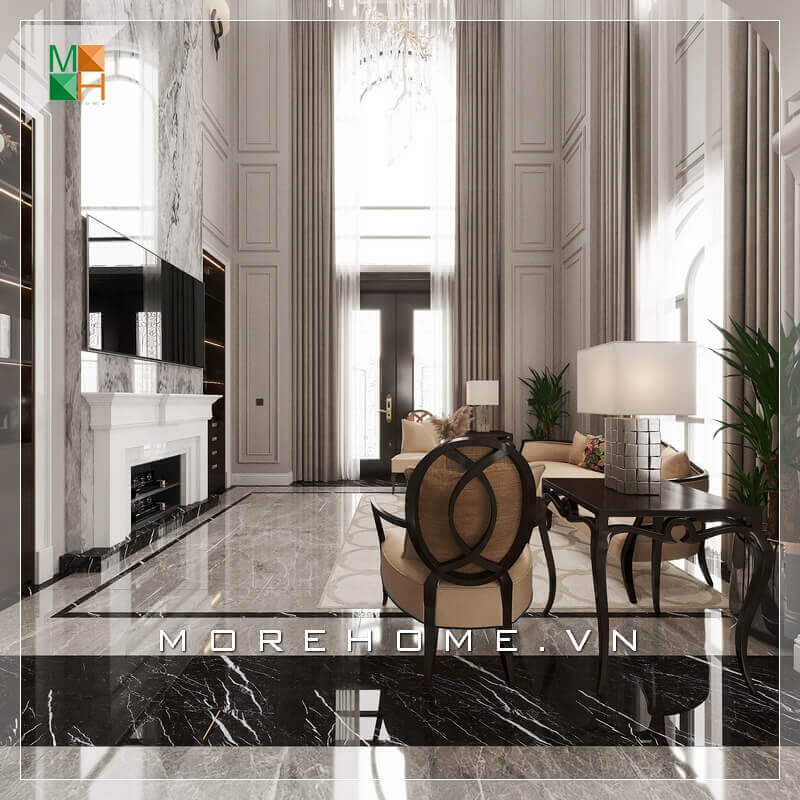 Mẫu kệ tivi đẹp, độc, lạ dành cho nội thất phòng khách biệt thự tân cổ điển cao cấp. Thiết kế nội thất biệt thự