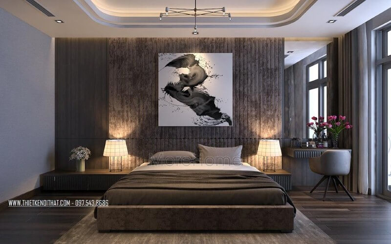 Thiết kế nội thất phòng ngủ master hiện đại, đẹp, sang trọng. Thiết kế phòng ngủ biệt thự